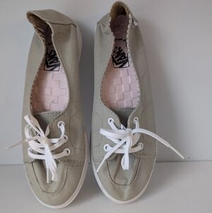 Vans Women's Grey Slip On Lace Up Low Top Shoes Sneakers Size 6